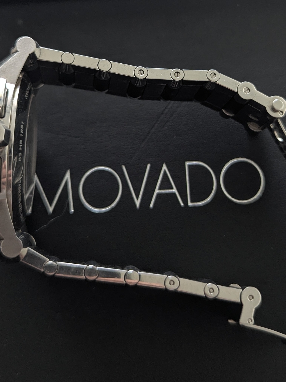 Movado Watch Mens Silver and Black Chronograph Watch $4995 - Picture 10 of 16